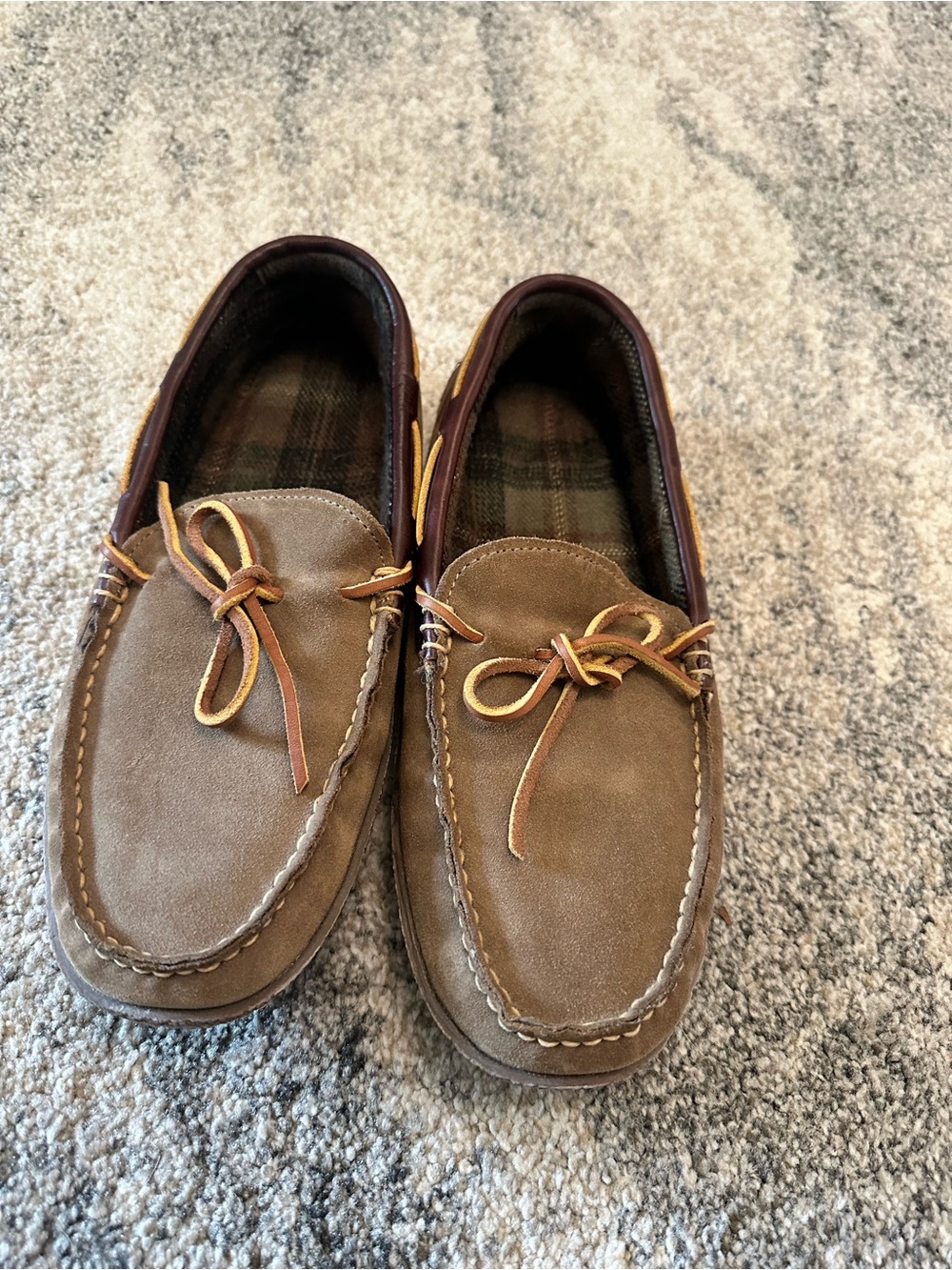 L.L. Bean Brown Suede Moccasin Slip-On Loafers with Tan Lace